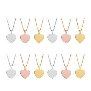 Stainless Steel Heart-Shaped Pendant Necklace (12 pcs)