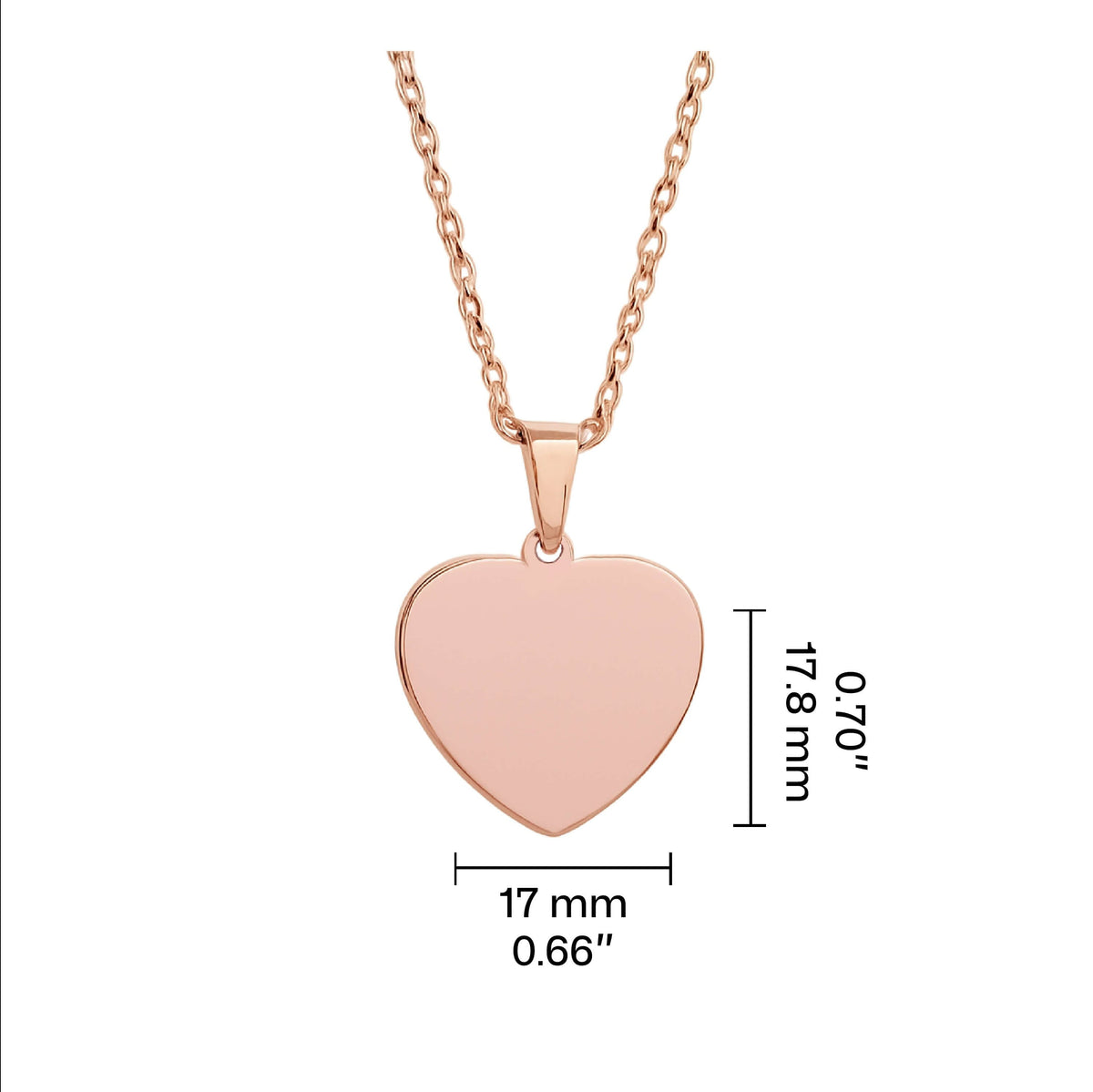 17 mm (0.66") wide and 17.8 mm (0.70") tall, making it a delicate yet durable piece ideal for personalization with names, initials, or meaningful symbols. It is presented as a customizable gift for occasions like birthdays, anniversaries, or Valentine’s Day, where a blend of elegant style and personal sentiment is desired.
