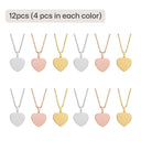 Collier pendentif en acier inoxydable en forme de cœur (12 pièces) 