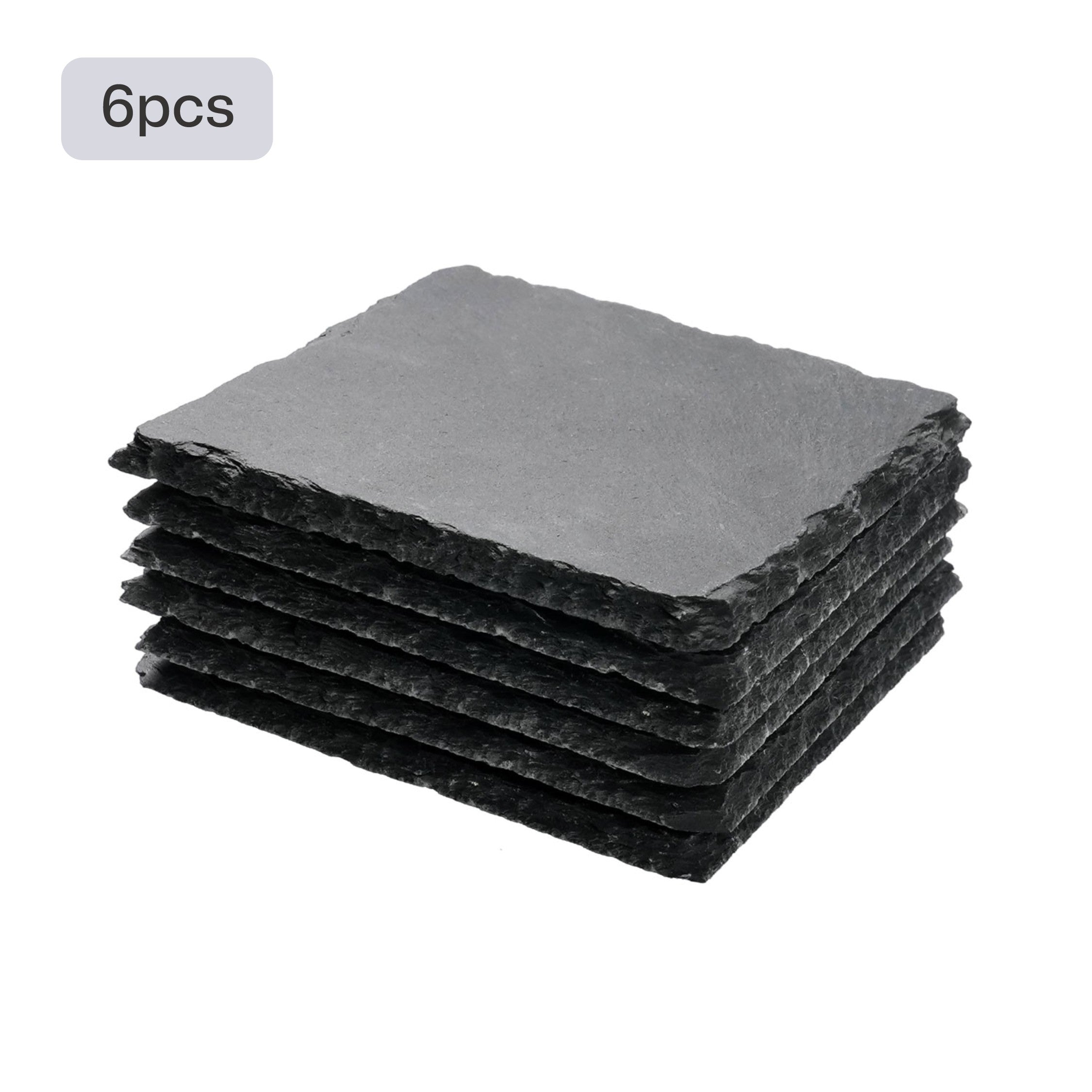 Stone Slate Coasters Square Black (6 pcs / 24 pcs)