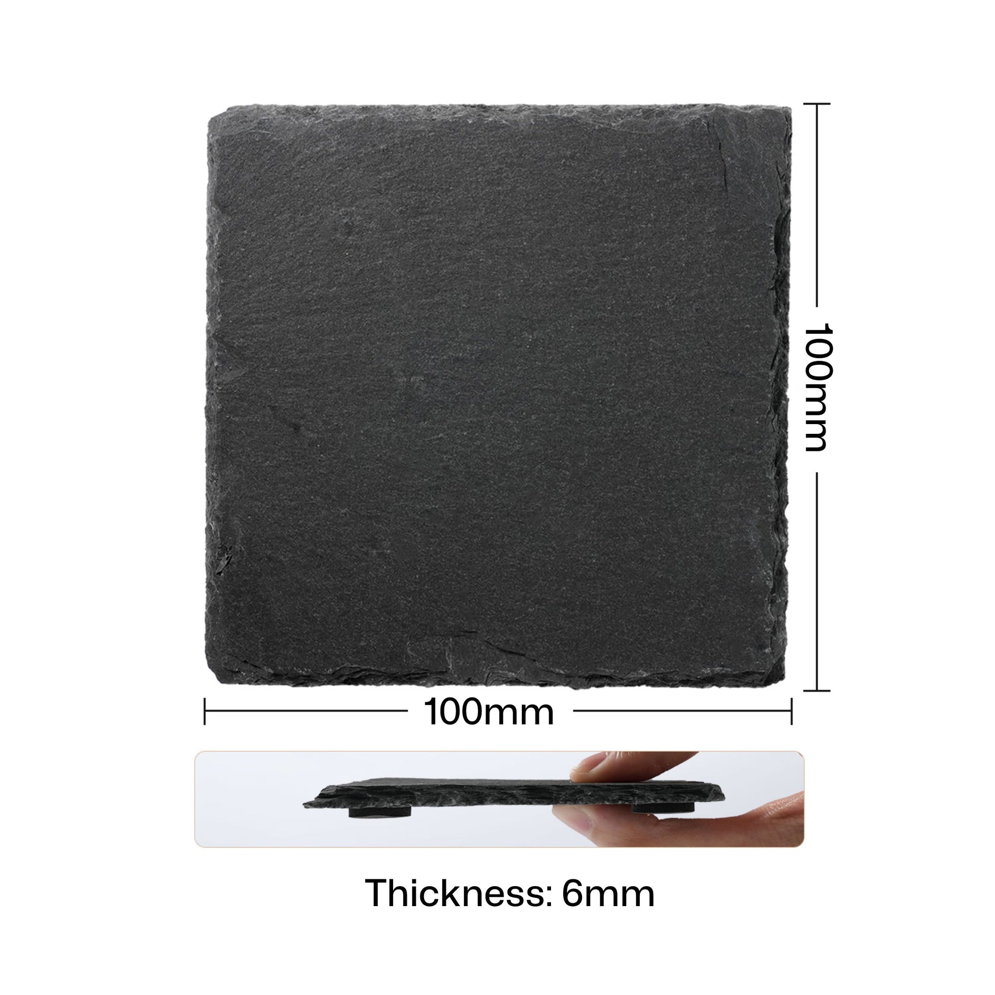 Stone Slate Coasters Square Black (6 pcs / 24 pcs)