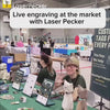 A Creator is using LaserPecker machines to produce custom pet products at a craft fair.
